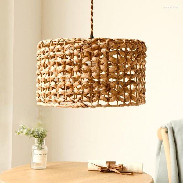 Anhängerlampen Rattan Weaving Lampendecke Kronleuchter Heimdesign Nordic Ins Light Hanging Fiete Die Küchenrestaurantlichter LED LED