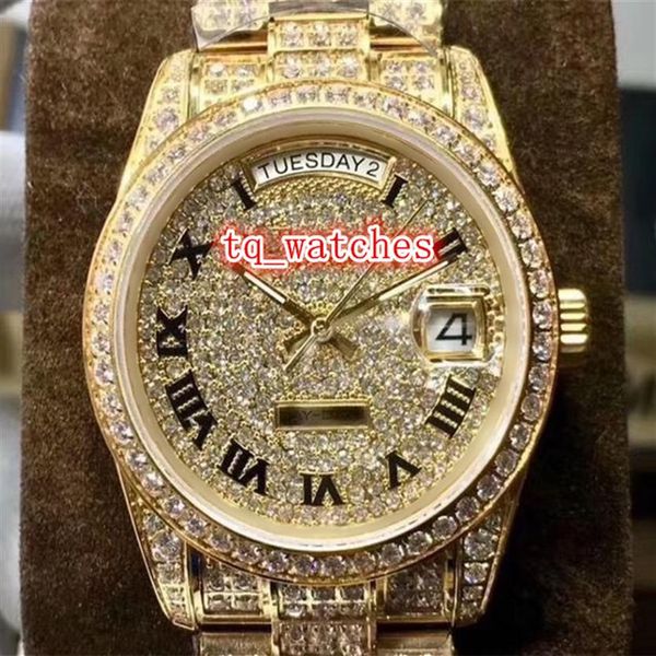 2019 Neue Herrenuhren Ice Diamond Watch Gold Diamond Face Watch Diamond Strap Watch Automatische mechanische wasserdichte Watches258y