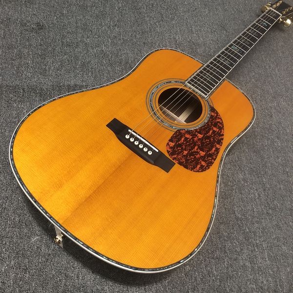 Гитара, изготовленная на заказ, верхняя дека из массива ели ААА, накладка грифа из палисандра, боковые и задняя дека из палисандра, высококачественная акустическая гитара 45 диаметром 41 дюйм.