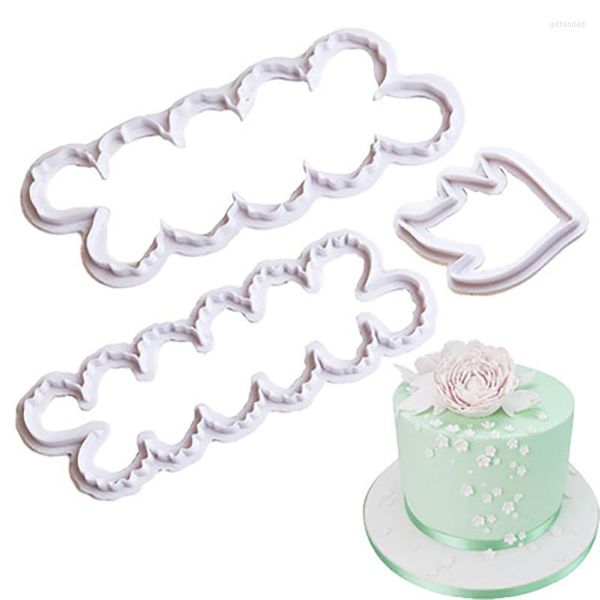 Stampi da forno 3 pezzi Taglierina per biscotti Bakeware Fiore rosa Plastica Piatto per fondente Torta Stampa Biscotti Ktichen Strumenti Decor Raccolta di francobolli