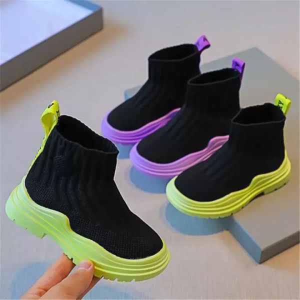 2023 Stile Scarpe sportive per bambini Moda Stivali alti Tessuto elastico Bambini Ragazzi Ragazze Scarpe da ginnastica casual Bambino bambino Chaussures