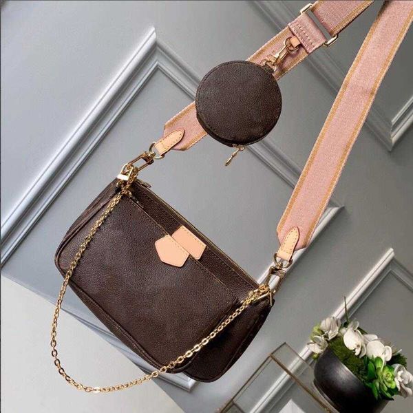 Bayan Çok Tasarımcı Çantalar Deri debriyaj Crossbody Omuz Çantası Pochette Vintage Cüzdanlar Sırt Çantaları Kare Zincir 3 Parça Setleri Kahverengi Çantalar Tasarımcı Kadın Çanta