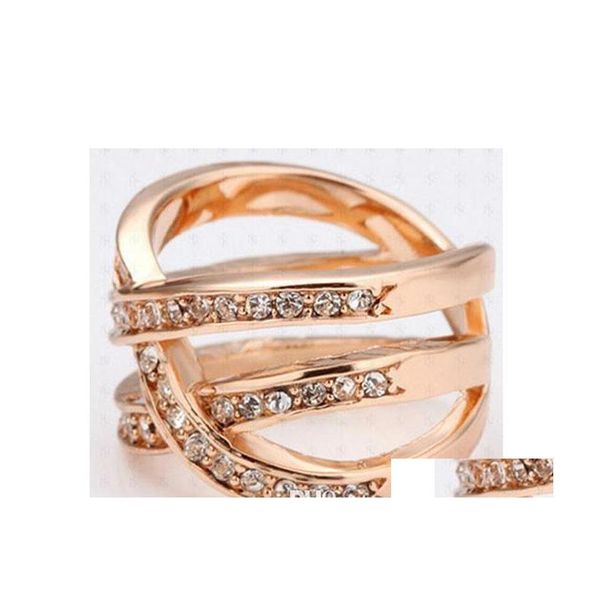 An￩is de banda Beelfly rose ouro bandas vestido 18k Diamond Engagement Sier Fashion Drop Drop Delivery J￳ias DHCA8