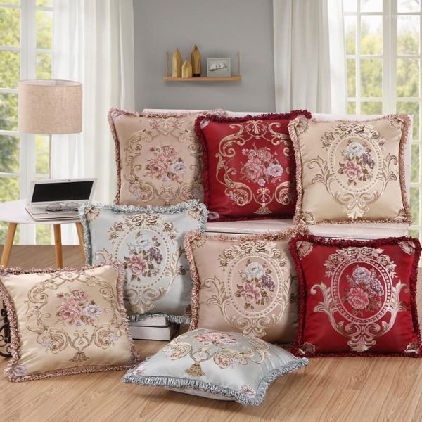 Pillow Luxo Europa Europa bordada Jacquard elegante Floral Caso Caso Caso Decoração Tampa Presente Tassel Noble Passagem