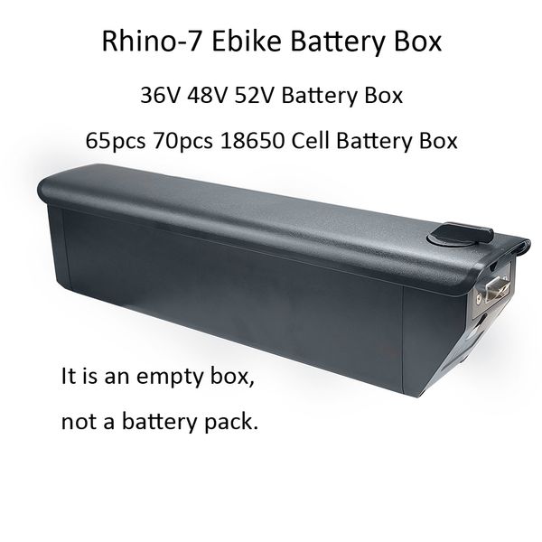 Rhino-7 Intube Battery Box 36V 48V 52V Batteria vuota con 65pcs 70pcs 18650 Cell Holder