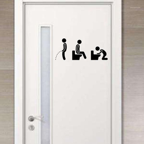 Adesivos de parede adesivo de banheiro engraçado homem wc removível banheiro porta banheiro decalque decalque criativo DIY decoração de casa1