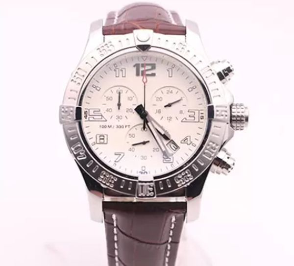 Мужские Quartz Watch Code Code Watch White Dial Avenger Кожаный ремешок 50 мм мужские часы роскошные бренд -бризовые часы.