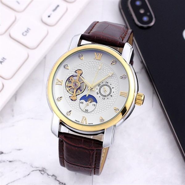 Flywheel grande cinco pontos de relógios mecânicos automáticos relógios de moda masculino Sport Top Wristwatches Belt orologio di lusso259i