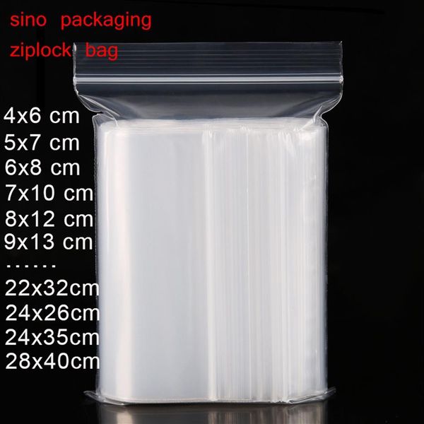 100PCS Sacchetti di imballaggio in plastica richiudibili per impieghi gravosi extra Robusta cerniera in plastica con chiusura a zip Cerniera trasparente Sacchetti con chiusura a zip Varie dimensioni275s