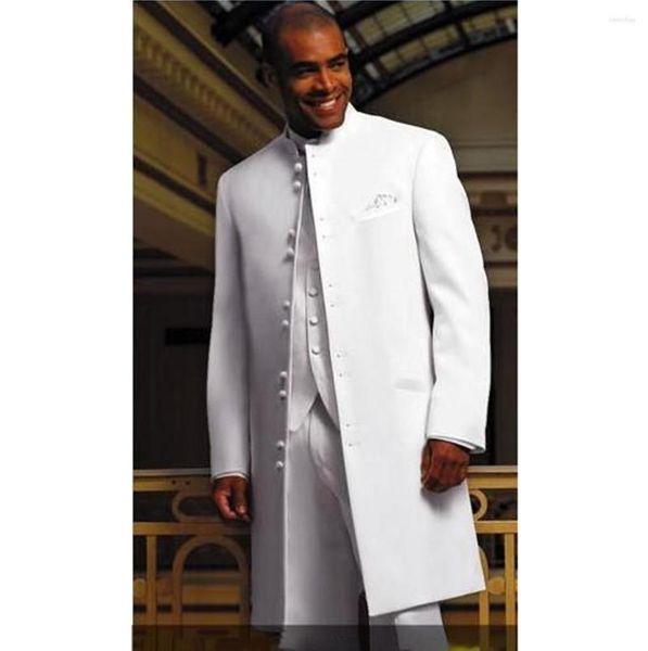Ternos masculinos Men traje o casaco comprido Tuxedos de noivo branco Blazer homem Business Business Prom 3 peças (JACE JAPET CANTE TIE) TERNO MASCULINO