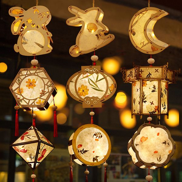 Altri articoli per feste per eventi Lanterna cinese fai-da-te Decorazione lampada di carta retrò Fiore Fiore Incandescente Decorazioni per festival Lampion 230206