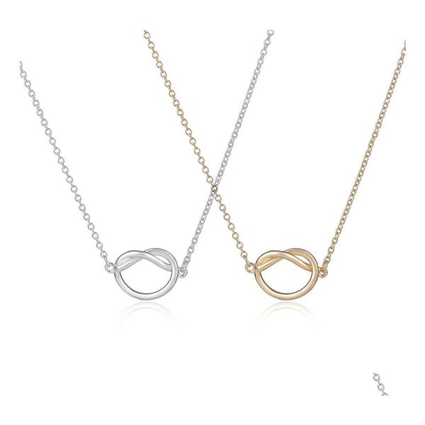 Collane con ciondolo Infinity Love Knot Pendenti per coppia Fidanzata Piccola collana Chian color oro rosa carino Gioielli con consegna a goccia Dhmcx