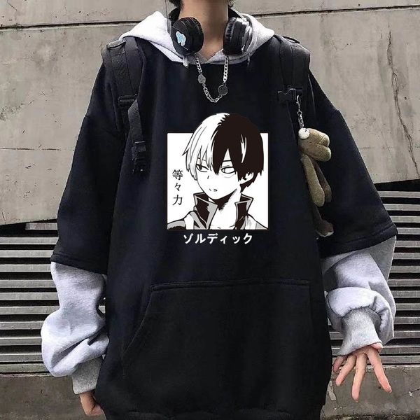 Moletons masculinos Swewnets Anime My Hero Academia Capuz impresso unissex engraçado, então Todoroki Matra Longa Hip Hop Sweatshirt 230206