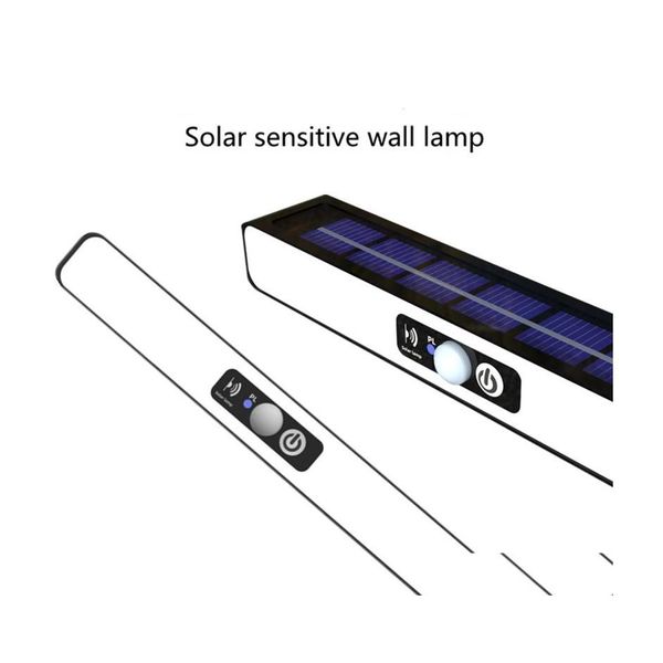 Luzes solares de parede solar tira longa ao ar livre 20 cm Billboard Light Pir Motion Sensor imperme￡vel Lampo de escada Droga de entrega iluminada RELE ENER DH3UN