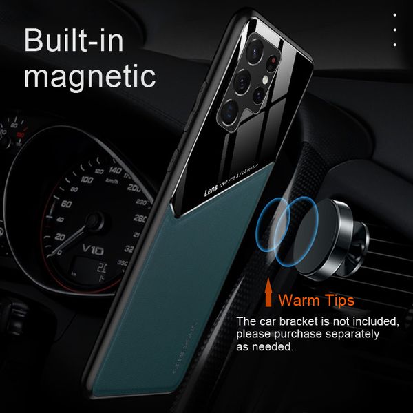 Per iPhone 14 Pro Max Custodie in pelle sottili Supporto magnetico per auto Supporto posteriore Cover per iPhone 13 ProMax 12 mini 11 XS XR X 14Plus Protezione per obiettivo fotocamera Custodia per telefono