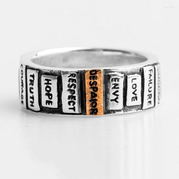 Cluster Ringe Thai Silber Handwerk Orange Rechteckige Buchstaben Ring Männer und Frauen Retro Charme Hip-Hop-Stil Party Schmuck Zubehör