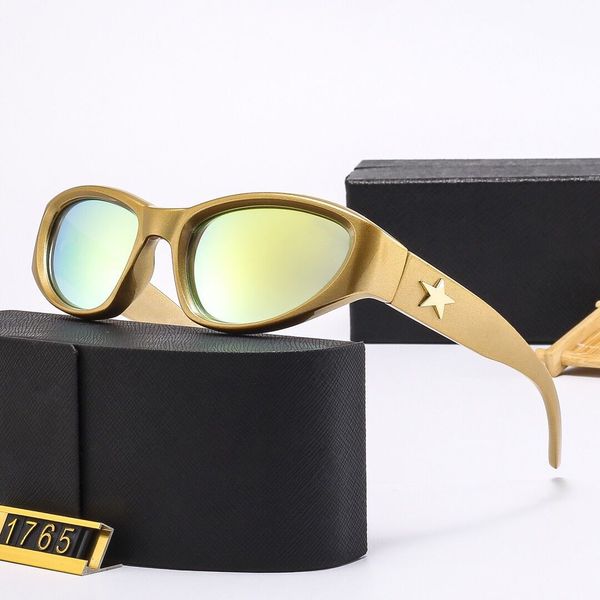2023 Occhiali da sole pentacolo di nuova personalità del designer moda sexy protezione UV montatura piccola guida occhiali da sole a specchio rana, occhiali da sole stile cat eye, per uomo e donna