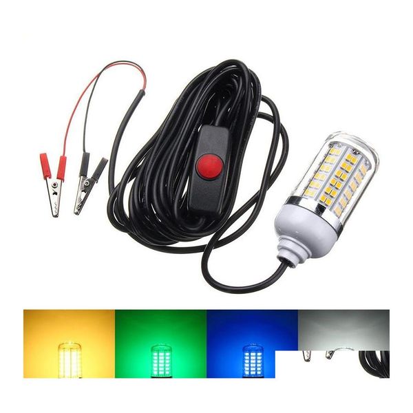 Luci subacquee Brelong Led Fish Attraction Light 12V 15W 108 Ip68 Esca impermeabile Night Fishing Drop Delivery Illuminazione esterna Dh6O8