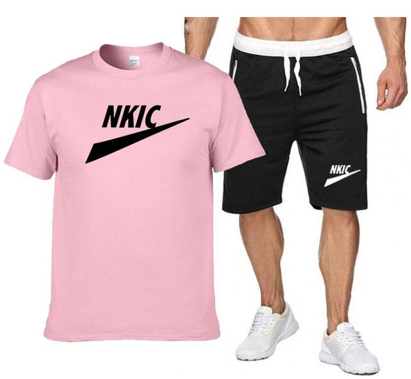 Herren-Sommer-Trainingsanzug, modisches übergroßes Outfit, 2-teiliges T-Shirt, Shorts-Set, männlich, Vintage, lässiger Outdoor-Anzug, Jogging-Sportbekleidung, Markenlogo-Druck