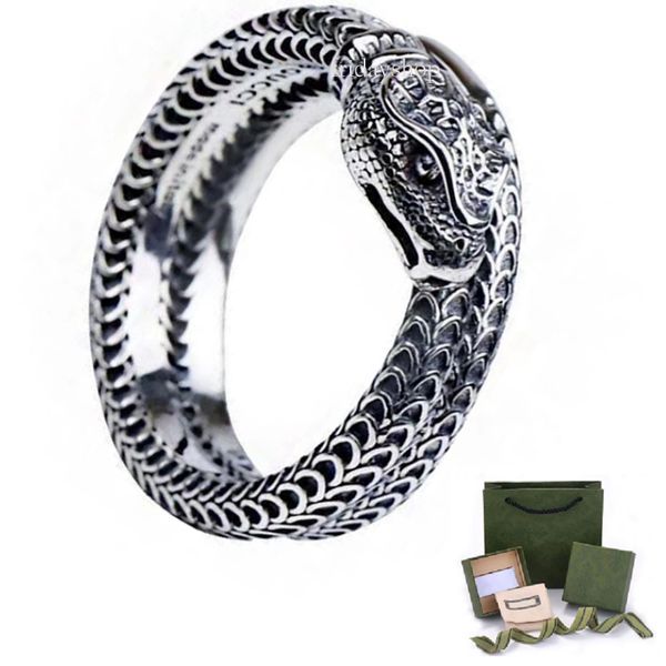 Novos anéis masculinos marca de moda Vintage Snake Ring Graving Couples Ring Jewelry Gift Love Annings