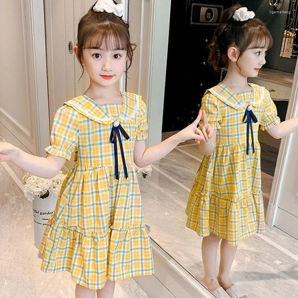 Vestidos de meninas garotas de manga curta verão 2023 roupas de moda infantil de 4 a 13 anos de idade Princess Dress