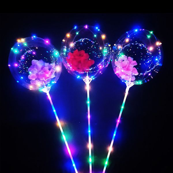 Bal￵es leves de luz Stand With Rose Birthday Romancty Lighting Party Decora￧￣o de casamento Partys Bobo Balloon Stands Anniversary Birthday Gifts Usalight