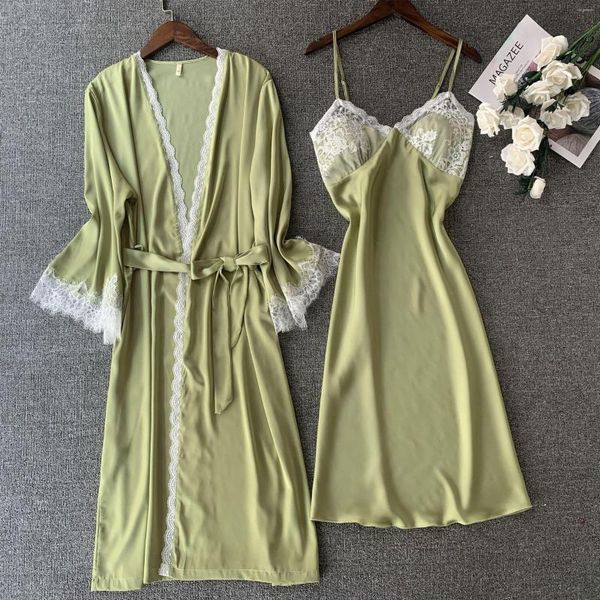 Женская шнурная пещевая одежда для женской одежды 2pcs kimono rote set casual летняя ночная одежда