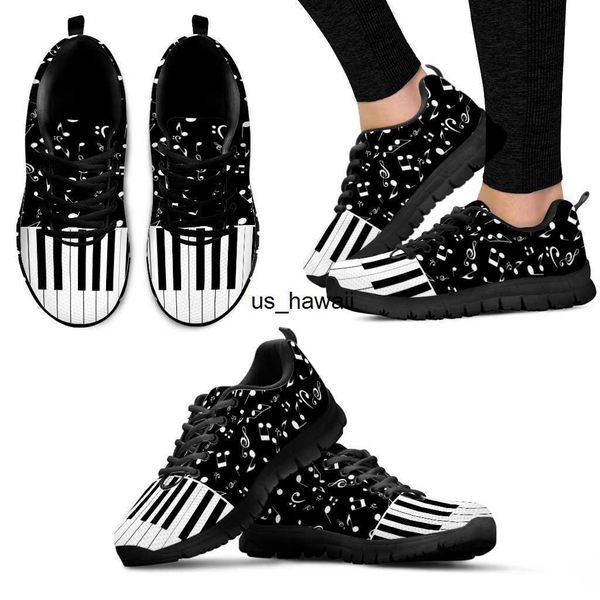 Scarpe eleganti INSTANTARTS Scarpe basse casual da donna Tastiera di pianoforte 3D Stampa musicale Classic Lace Up Mesh Sneakers Donna Trainer Calzature Ragazza T230208