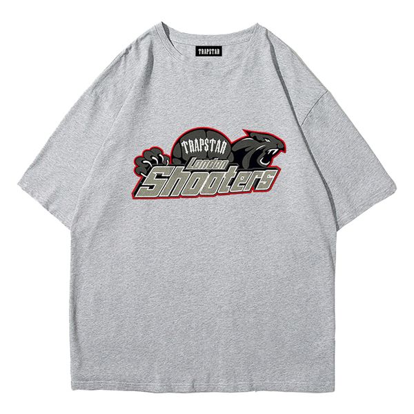 T-shirt da uomo T-shirt stampata Trapstar da uomo giacca a maniche corte Abbigliamento sportivo in ciniglia cotone nero Abbigliamento street londinese taglia s-3XL giovanile versatile