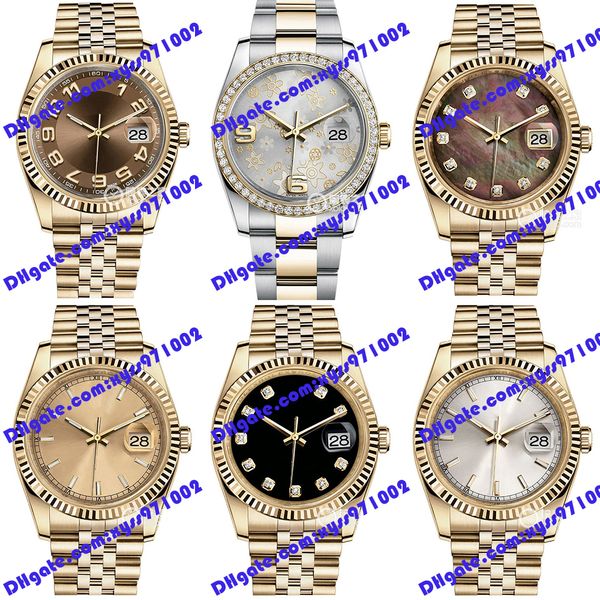20 Modelo Asia 2813 relógio automático 116238 relógio masculino 36mm mostrador flor prata diamante relógio feminino relógio branco pulseira de aço inoxidável m116238 relógios de ouro