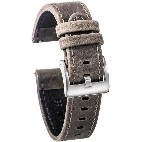 Cinturini per orologi Hemsut Bracciale in vera pelle Cinturino di ricambio per vitello grigio scuro a sgancio rapido per donna Uomo 18 20mm 22mm