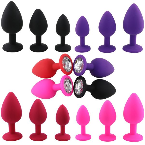 Plugue de bumbum de silicone macio plug plug unissex stopper 3 de tamanho diferente brinquedos adultos para homens/mulheres treinador anal