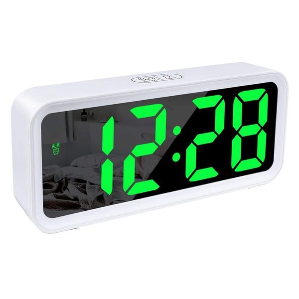 Uhren Zubehör Andere AAAK -Digitaler Spiegelwecker Schreibtisch LED mit großem LCD Snooze Temperaturanzeige Nachtlicht für Zuhause Schlafzimmer