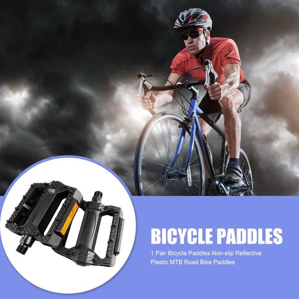 Pedais de bicicleta MTB Paddle não deslizamento de plástico refletivo Raddle Paddle Cycling Equipment Black for Outdoor Caring Personal Bicycle Supply 0208