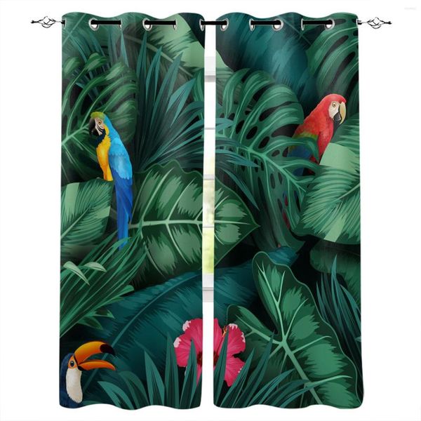 Занавеска животных попугай тропические растения зеленые занавески для гостиной спальни
