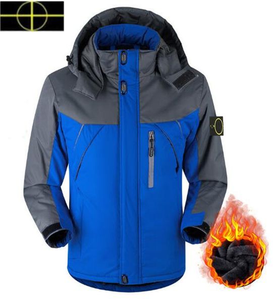 Mantel in Übergröße Herrenjacke, Plüsch- und dicke Baumwoll-Steinjacke, winddichte Winterjacke mit Inselkapuze, kältebeständige Baumwolljacke für Herren im Freien