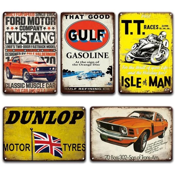 Auto Poster Malerei Metallplattenzeichen Vintage Motorräder Zinnschild Garage Home Decor Plaques Retro Art Metall Malerei Aufkleber 20cmx30 cm woo