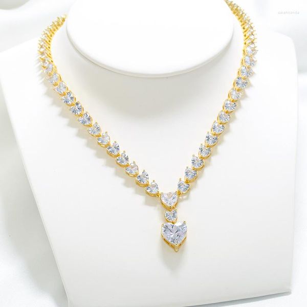 Ketten HECHENG Herz Anhänger Halskette Für Frauen Zirkon Kette Chocker Weibliche Schmuck Messing 18 Karat Gold Überzogene Großhandel