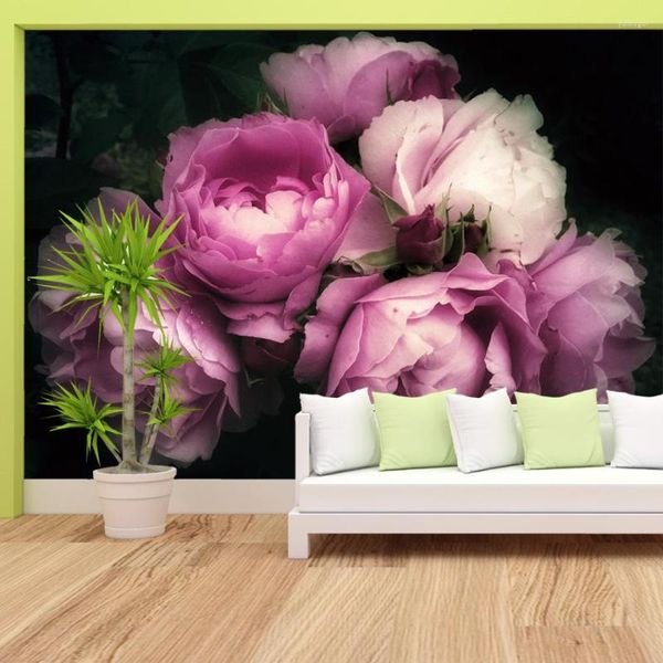 Tapeten Moderne 3D Natur Rote Rose Tapeten Wohnkultur Blumenstreifen Für Wohnzimmer Selbstklebende 3 D Kontaktwände Wandbilder