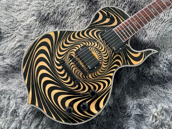 Электрогитара OEM Wylde Audio Zakk Flame с кленовым верхом, черная фурнитура, бридж ABR-1 L P