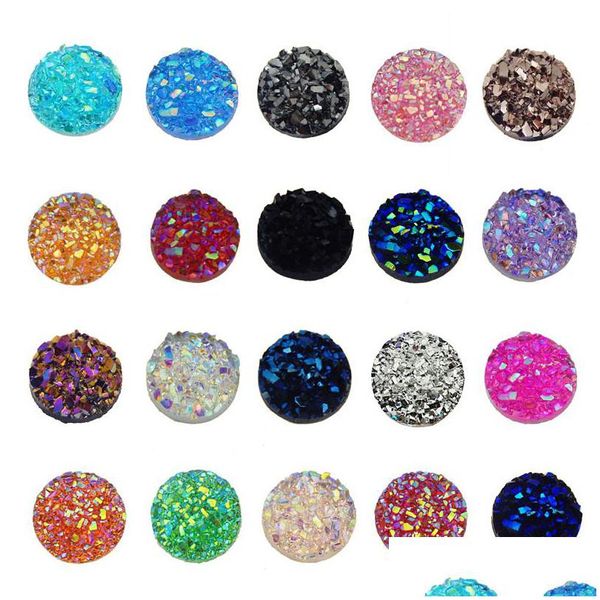 Outros 1000pcs 10mm Resina Flatback Druzy Round Cabochons Cameo para Charms Pingente Bracelet Jewelry Diy Fazendo achados acess￳rios Drop DHFDS