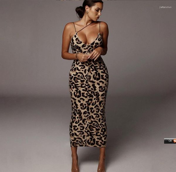 Повседневные платья Женщины винтажные графические макси-платье без бретелек для кожи змея леопардовое печать Bodycon Party V-образное пленка