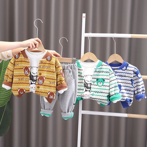 2023 kinder Baby sport Anzug Frühling Junge Kleidung set Lässige Mode Mantel Baumwolle T Shirts Hose Kind Kinder Baby Kleinkind junge Kleidung