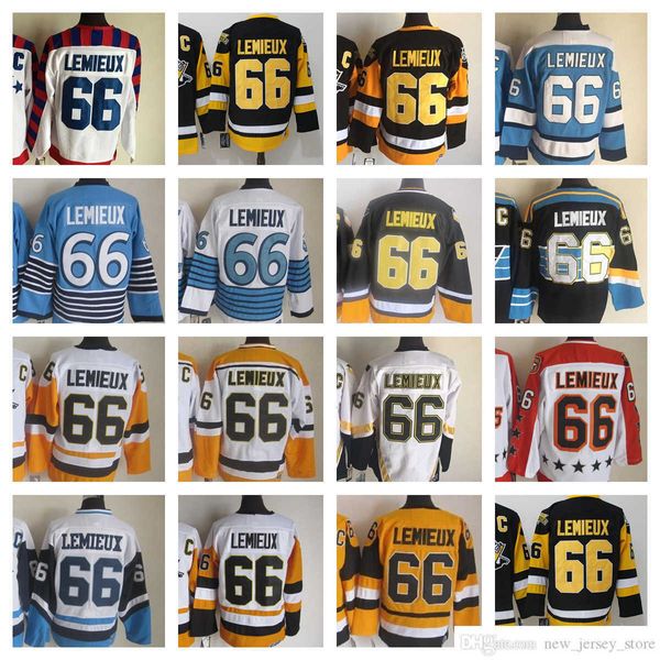 1967-1999 Filme Retro CCM Hockey Jersey Bordado Mario 66 Lemieux Vintage Jerseys