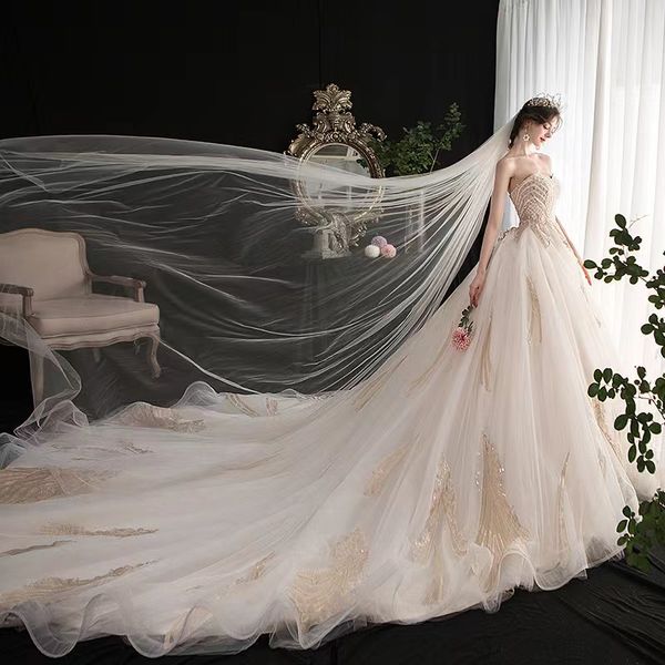 Elegante A-Linie Brautkleider, schulterfrei, mit Schmetterlingsapplikation, Brautkleider mit Pailletten, Übergröße, Sweep-Zug, Boho-Kleid, Kristall-Braut-Roben de Mariee