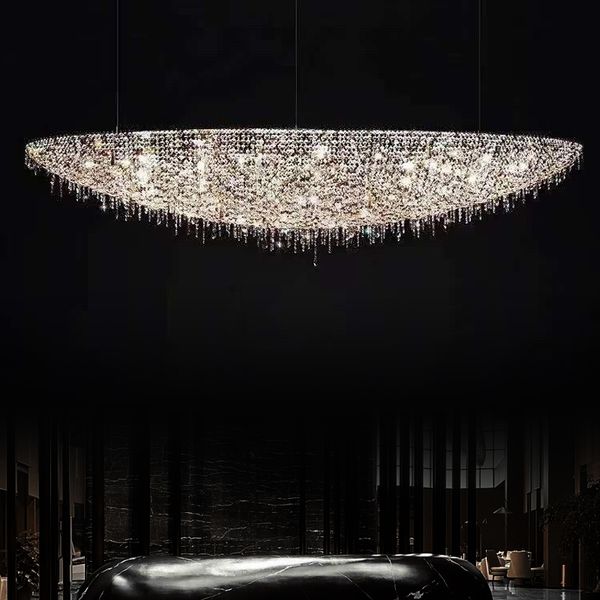 Modern lüks parlayan kristal kolye lambaları s uzun çizgi kolye avize ışıkları fikstürü Amerikan oturma odası otel lobi salonu restoran droplight