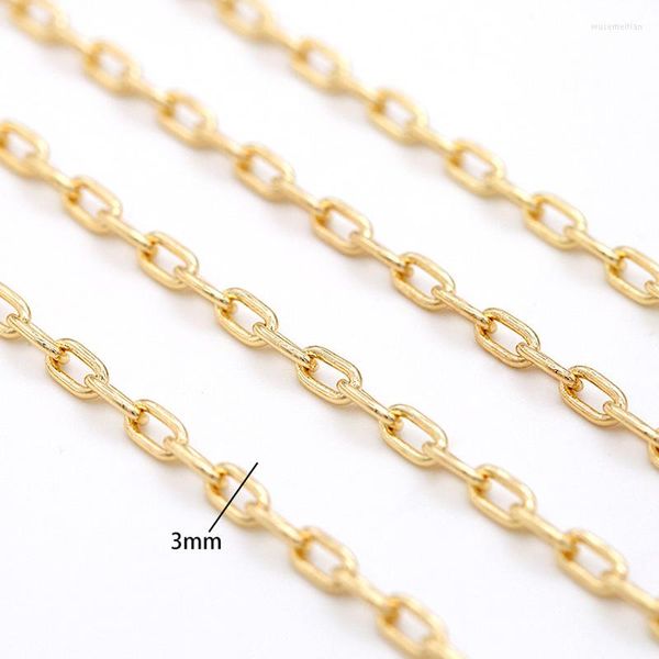 Correntes 10 metros de jóias diy jóias simples ovais encantos soldados Corrente Chain Copper Palhado de cor 14K colar de bracelete grande preservação de cores