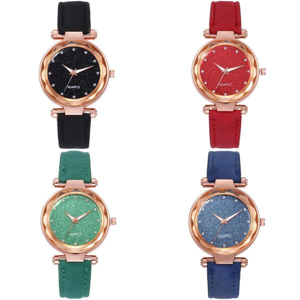 Orologio da donna con diamanti Sky Orologio da polso casual alla moda con cinturino in pelle Orologio da polso al quarzo con quadrante piccolo da donna semplice Reloj Mujer