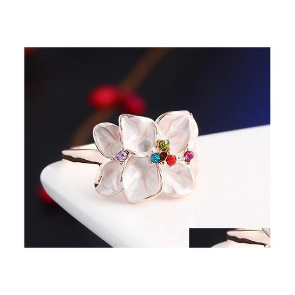 Solitaire Ring Pretty Rings Diamond Engagement Luxus Gro￟handel Mode Schmuck 18k Ros￩gold Hochzeitssatz Drop Lieferung Schmuck DHHS5