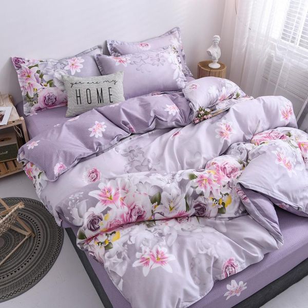 Conjuntos de cama Padrão de impressão floral Conjunto de padrões nórdicos Twin Twin Reds Duvet Capa Decoração de casa Cama de roupas de cama adulta